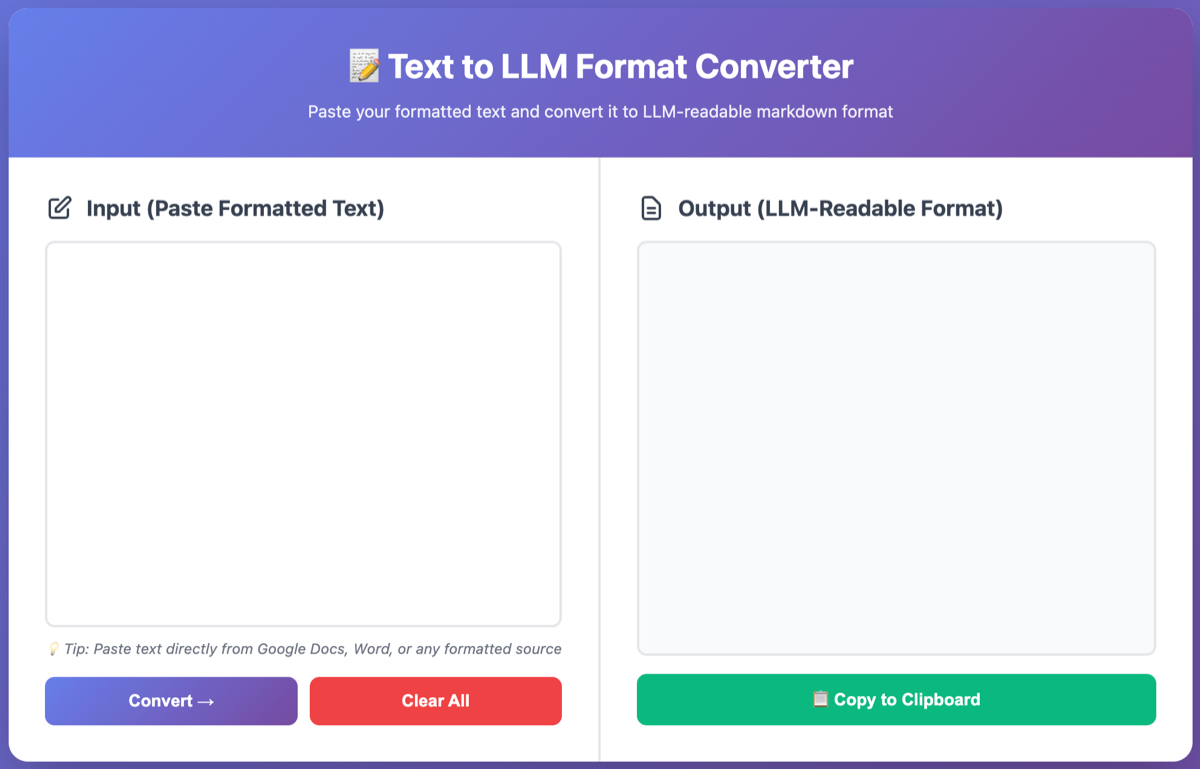 Text to LLM Format Converter screenshot